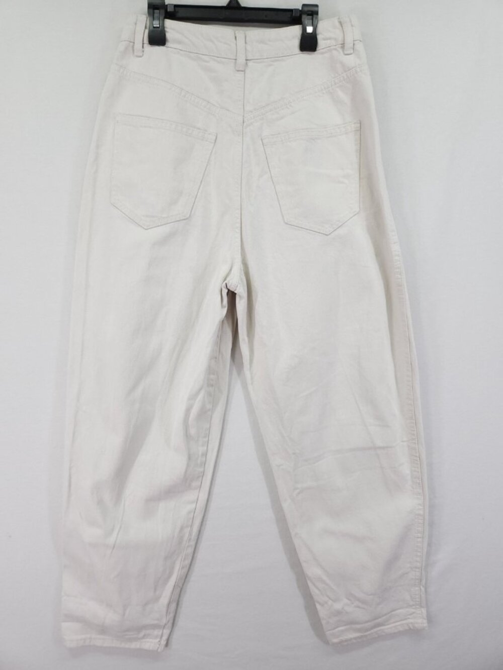 Zara High Waist Pleated Jeans Ivory Balloon Barrel Leg Womens Size 6 (27x26) - Picture 2 of 14